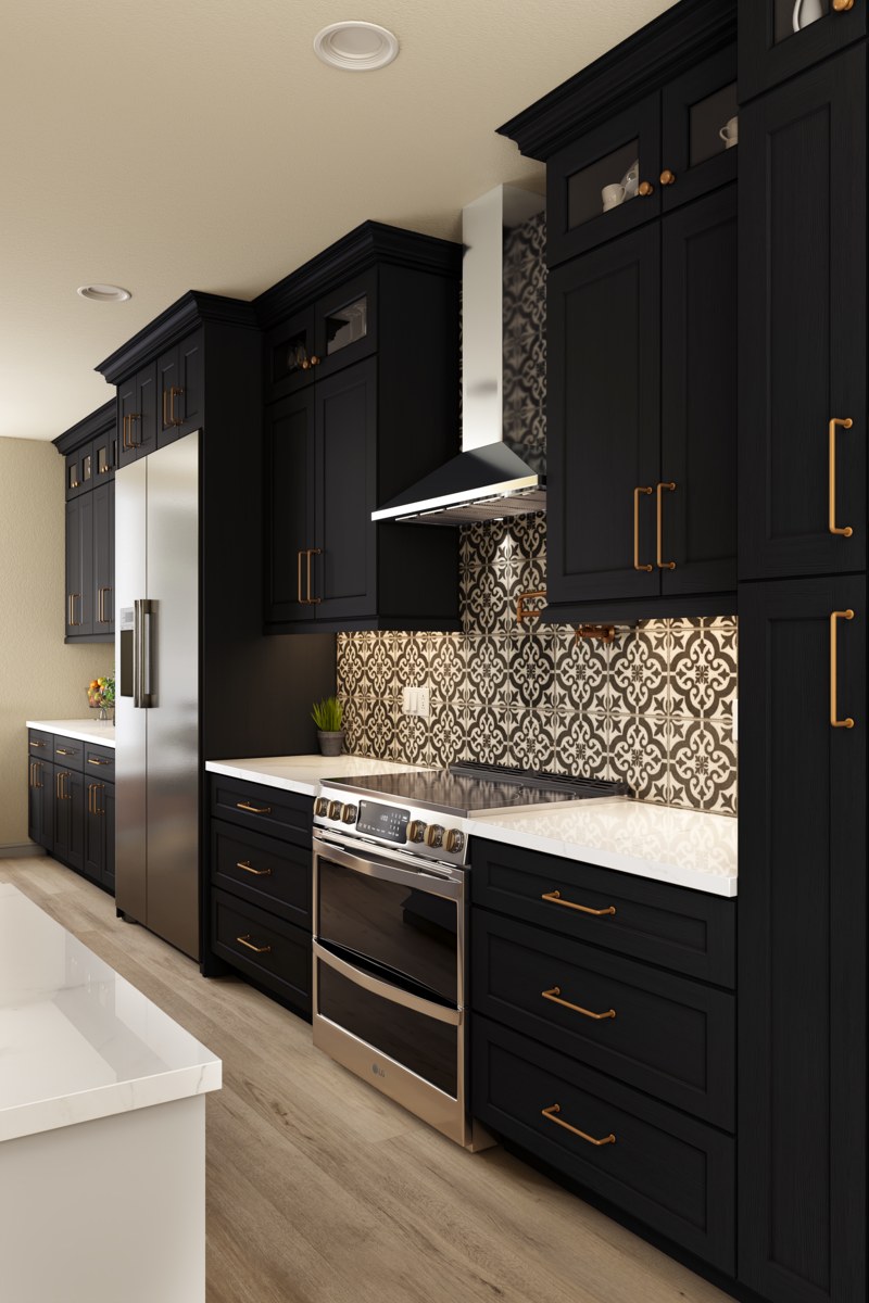 Liberty shaker black oak cabinet door detail